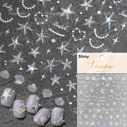Hot Stamping Seahorse Dolphin Shell Conch Starfish Coconut Tree Jackfruit Water Bubbles Ocean Nail Art Stickers Manicure Decals (ONLINE ORDER ONLY)