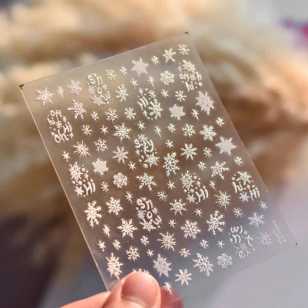 Dressy Embossment Colorful Gradient Snowflakes Laser Silver Christmas Tree Winter Bowknot Santa Nail Art Stickers Manicure Decal (Online Order Only)
