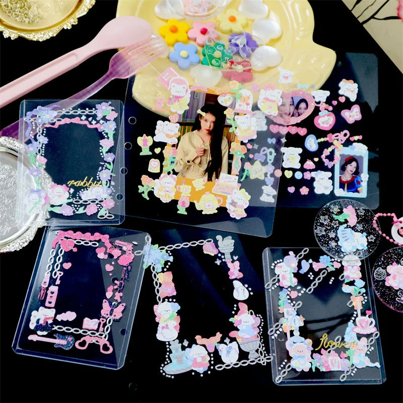Cute Flower Animals Laser Sticker Korean INS Hand Account DIY Album Decoration Scrapbooking Stickers Kawaii Stationery (Online Order Only)