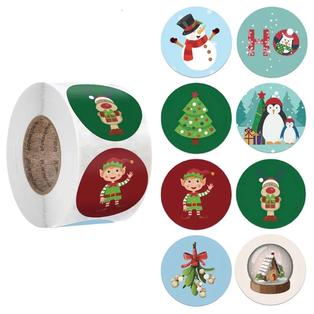 100-500pcs Cartoons Kraft Sticker Merry Christmas Stickers Package Seal Labels Christmas Gift Decoration Sticker new year decor (ONLINE ORDER ONLY)