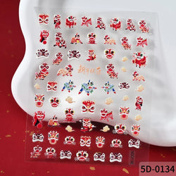 1pcs Cute Good Luck Lion Head Nail Art Sticker Chinese New Year 2025 Nail Decal 5D Reliefs Self Adhesive Design Decoras Decals * (ONLINE ORDER ONLY)