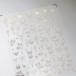 Black Silver Gold Dark Rococo Line Bowknot Wing Key Love Lock Star Tassel Pendant Heart Adhesive Nail Art Sticker Manicure Decal (ONLINE ORDER ONLY)