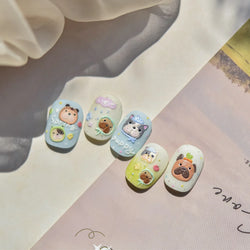 Cute Leopard Cat Ginger Cat Paw Bowknot Knitting Wool Ball Fish Self Adhesive Nail Art Stickers IllusionChic Manicure Decals (ONLINE ORDER ONLY)