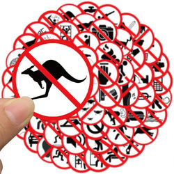 62pcs Water Bottle Stickers Funny Cartoon Warning Sign Sticker For Luggage Laptop Guitar Diary Waterproof Vinyl Car Decals (Online Order Only)