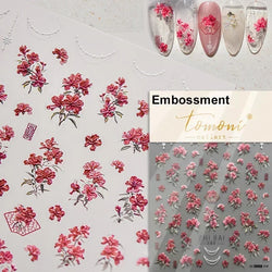 Charming Dreamy Shiny Jelly Blue Gradient Lily Flowers Rose Petal White Dot Chinese Colorful Nail Art Stickers Manicure Decals (ONLINE ORDER ONLY)