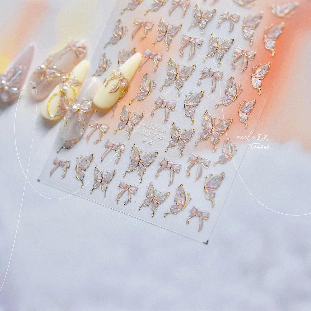 Bowknot Ribbon Butterfly Jelly Shiny Sparkling Delicate Charming Bow Tie 5D Nail Art Decorations Stickers DIY Manicure Decals (ONLINE ORDER ONLY)