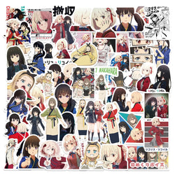 10/30/50PCS Lycoris Recoil Stickers Cute Girl Decals Animation Graffiti Decoration Cartoon Toy Sticker Luggage Laptop Guitar Car (ONLINE ORDER ONLY)