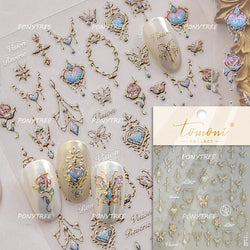 Colorful Geometric Gem Wing Love Heart Bowknot Moon Star Figure Totem Line Retro Self Adhesive Nail Art Stickers Manicure Decals (ONLINE ORDER ONLY)