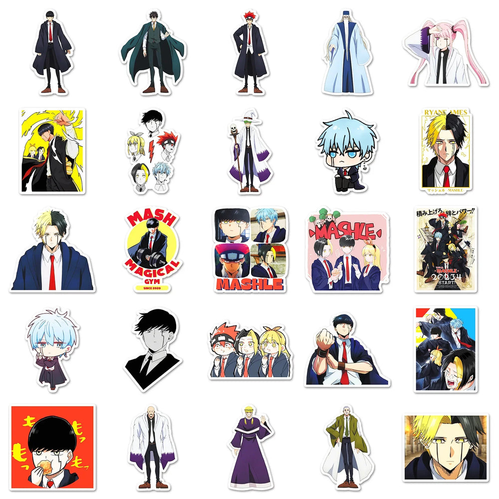 10/30/50PCS Mashle: Magic and Muscles Stickers Caricature Decals Toy Luggage Laptop Guitar Car Bike Skateboard Cartoon Sticker (ONLINE ORDER ONLY)