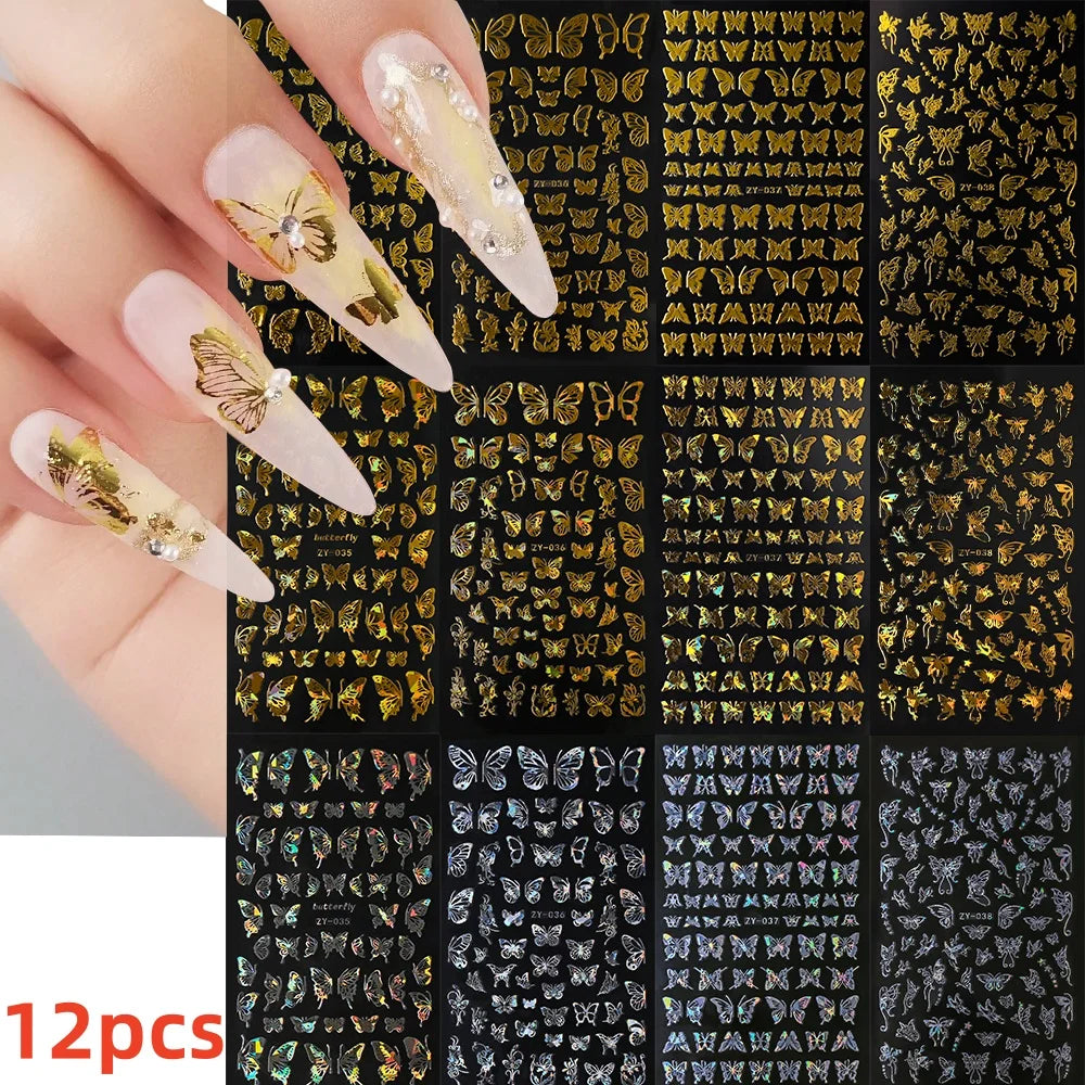 12PCS French Tassel Crescent Moon Arc Self Adhesive Nail Art Sticker 3D French Kiss Crescent Nail Stickers Lines Manicure Decals (ONLINE ORDER ONLY)