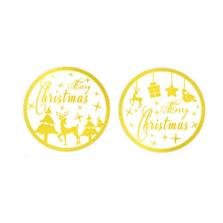 100-500pcs Round Merry Christmas Stickers Gold Foil Christmas Envelope Seals Holiday Stickers for Gift Boxes (Online Order Only)