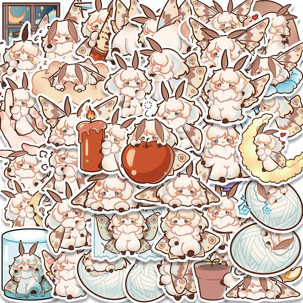 40PCS Kawaii Moth Fluffy Animal Stickers for Phone, Laptop, Planner, Scrapbook (Online Order Only)