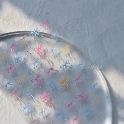 Chic Shiny Bowknot Colorful Ribbon Stars Heart Butterfly Flower Delicate Romantic Nail Art Stickers Decoration Manicure Decals (Online Order Only)