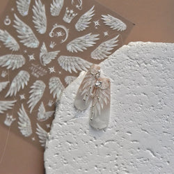Charming White Shiny Pearl Rhinestone Wings Feathers Crown Moon Stars 3D Self Adhesive Nail Art Sticker Manicure Decal Wholesale (ONLINE ORDER ONLY)