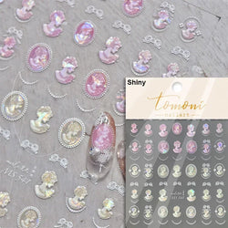 Retro Rose Gold Photo Frame Dried Flower Delicate Totem 3D Self Adhesive Nail Art Stickers 5D Shiny Rhinestone Manicure Decals (ONLINE ORDER ONLY)