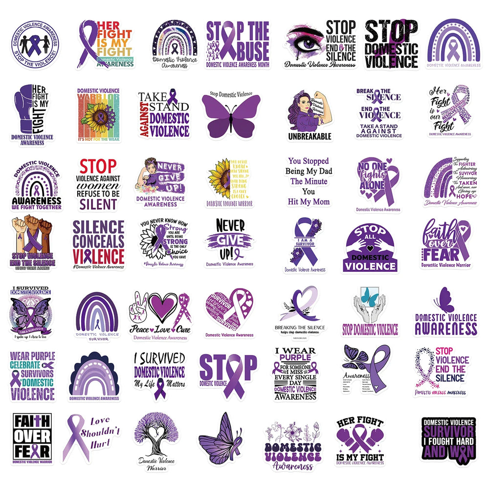 50Pcs Fight Domestic Violence Slogan Stickers Graffiti Personalized Decoration For Guitar Laptop Luggage DIY Waterproof Sticker (ONLINE ORDER ONLY)