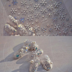 Bronzing Jelly Laser Snowflake Christmas Hot 5D Soft Embossed Relief Self Adhesive Nail Art Decoration Sticker 3D Manicure Decal (ONLINE ORDER ONLY)