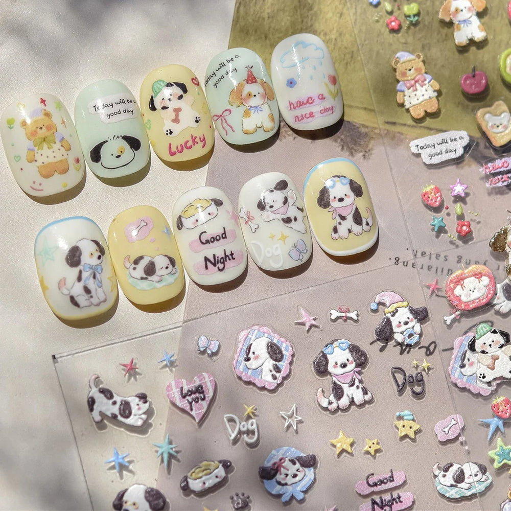 Fruits Apple Strawberry Animals Bear Dog Party Dream Flower Bone Rain Self Adhesive Nail Art Decoration Sticker Manicure Decals (Online Order Only)