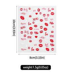 12 Sheets Valentines Nail Stickers Red Heart Nail Art Sticker Decal Solid Hollow Heart 3D Self-Adhesive Design Nail Art Supplies (ONLINE ORDER ONLY)