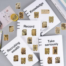 50PCS Vintage Manuscript Stickers For Hand Account Laptop Suitcase Phone Case DIY Cartoon Stickers Retro Style Graffiti Decals (ONLINE ORDER ONLY)