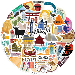 50Pcs World City Landmark Stickers Pack For Scrapbook Stationery Ipad Phone Laptop DIY Cartoon Sticker Journaling Decals (ONLINE ORDER ONLY)