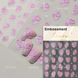 Punk Pink Leopard Print Love Heart Stars Bowknot Cool Girl 5D Self Adhesive Nail Art Stickers Ribbon Manicure Decals Wholesale (ONLINE ORDER ONLY)