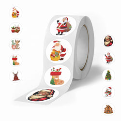 100-500pcs Merry Christmas Stickers Round Christmas Gift Box Decor Seal Sticker Cute Santa Party Decor Stationery Sticker (Online Order Only)
