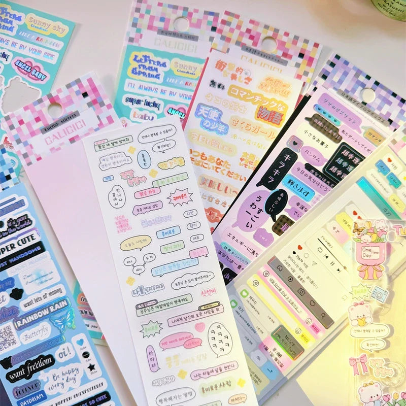 1Pcs Korean Ins Text Material Sticker Scrapbooking Idol DIY Album Decoration Sticker Aesthetic Personalized Kawaii Stationery (Online Order Only)