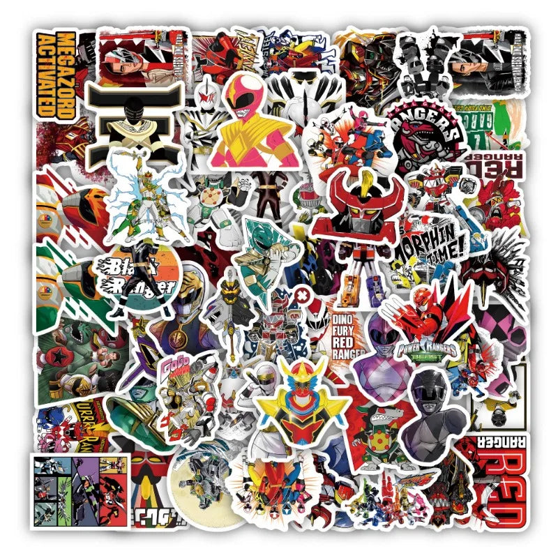 Power Rangers Stickers for Laptop, Phone, Scooter, Suitcase, Water Bottle, Stationery, Refrigerator - 60pcs (Online Order Only)