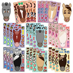 8/16/32pcs Cartoon Pony Head Make A Face Puzzle Stickers Kids Funny Animals Sticker DIY Children Jigsaw Education Toys (ONLINE ORDER ONLY)