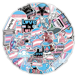 Transgender Pride Stickers 10/30/60PCS LGBT Decals for Car, Bike, Luggage, Laptop, Guitar, Fridge (ONLINE ORDER ONLY)
