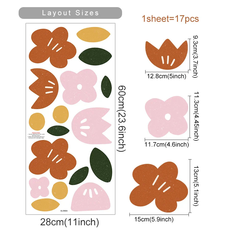 Boho Flowers Nursery Wall Stickers Removable Kids Room Decor (ONLINE ORDER ONLY)