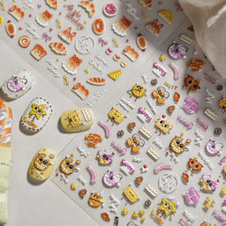 Sweet Cookies Biscuit Snack Delicious Doughnut Savoury Food Bicky Croissant Cheese Pudding Baguette Chic Nail Art Stickers Decal (ONLINE ORDER ONLY)