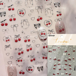 Strawberry Cherry Loquat Longan Peach Grapes Plant Red Bean Fruit Flat Realistic Painting 3D Nail Art Stickers Manicure Decals (ONLINE ORDER ONLY)