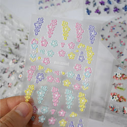 Painting Purple Flower Nail Sticker Daisy Wildflowers Butterfly Gradient Design Decal Geometry Line Charm Foils Manicure Sliders (ONLINE ORDER ONLY)