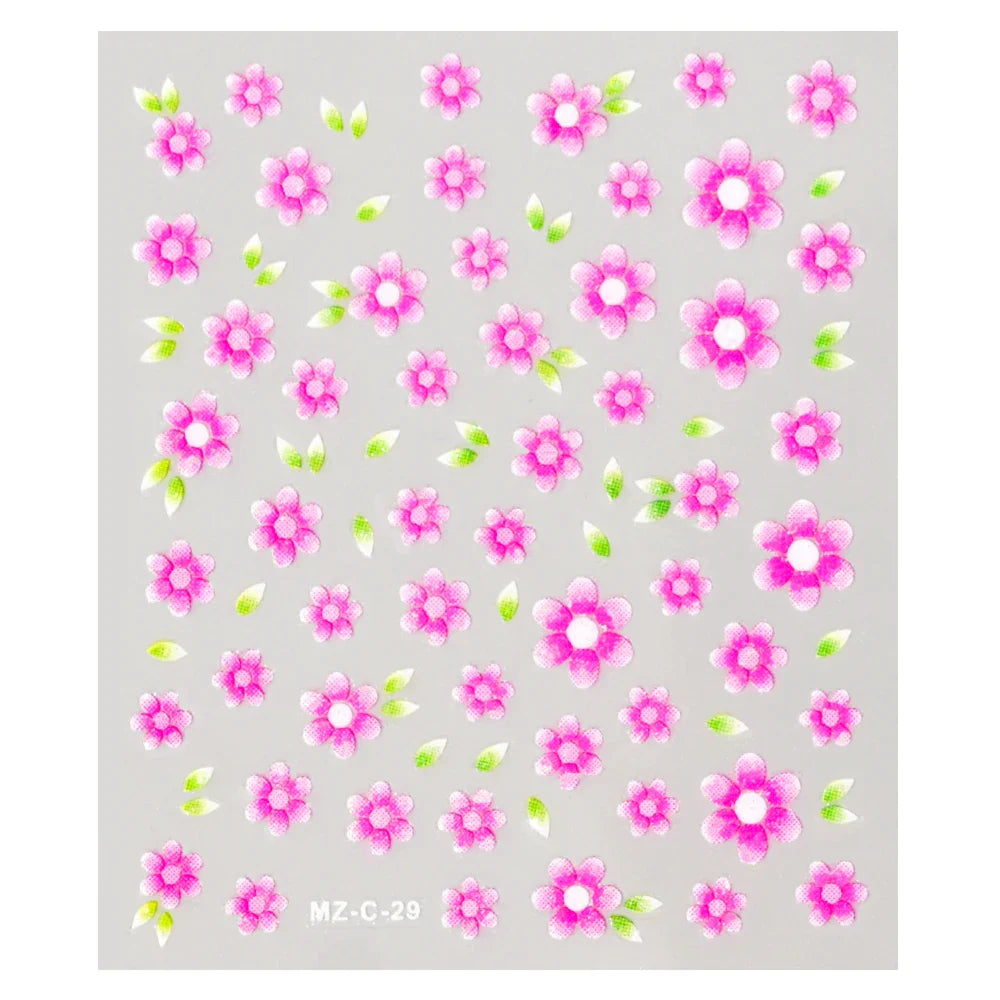 30 Sheets Cherry Blossom Nail Art Stickers White Flower Self-Adhesive Nail Decals with Assorted Floral Patterns for Manicuring * (Online Order Only)