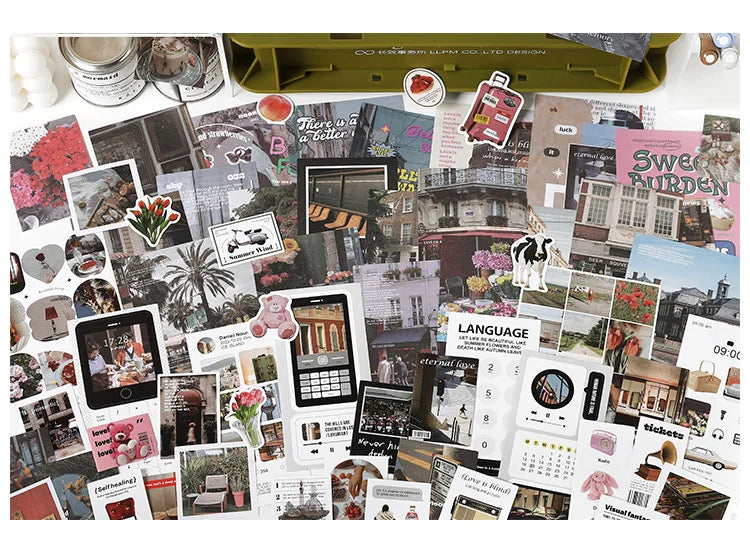 200Pcs/set Korean Style Fresh Sticker Note Paper Material Pack For Handbook Diary Collage DIY Scrapbooking Decoration Stationery (Online Order Only)