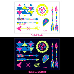 1pc Bohemia Fluorescent Sticker Luminous Temporary Tattoos Stickers UV Glow Fluorescent Tattoo Waterproof For Body Art Decals *& (Online Order Only)