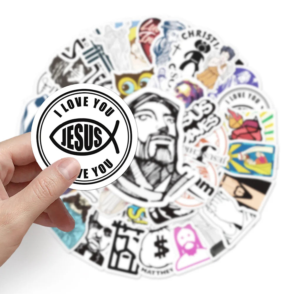 10/30/50pcs Christians Religion Jesus Graffiti Stickers Cartoon Decals Laptop Notebook Scrapbook Wall Decoration Sticker Kid Toy (Online Order Only)