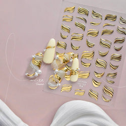Golden Ink Brush Hot Stamping Irregular Lines Texture Sensation Moon Advanced Feeling Adhesive Nail Art Sticker Manicure Decals (Online Order Only)