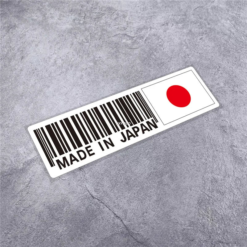 National Flag Bar Code Made in Germany Switzerland USA Italy Stickers Car Styling Vinyl Tape Motorcycle Decal Waterproof (ONLINE ORDER ONLY)