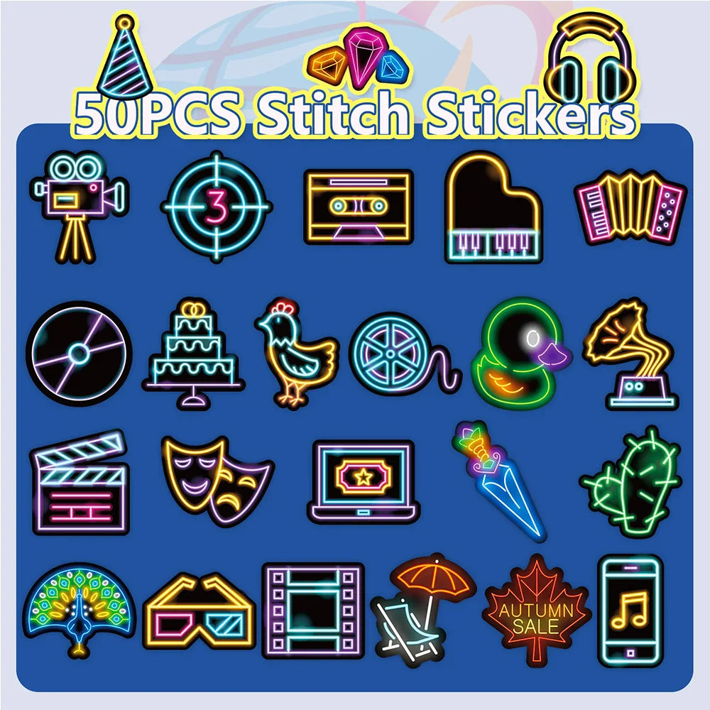 10/30/50/100pcs Funny Cool Neon Graffiti Stickers Aesthetic Cartoon Decals Motorcycle Laptop Suitcase Waterproof Sticker Kid Toy (ONLINE ORDER ONLY)