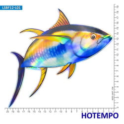 20cm Laser Dazzle Big Size Sea Fish Yellowfin Tuna Motorcycle Car Stickers for Fisherman Boats Laptop Outdoor Waterproof Sticker (Online Order Only)