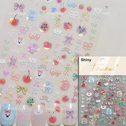 Cat Kitten Rabbit Flower Bouquet Bowknot Vase Bunny Grid Star Blocks Round Warm Sun Decoration Nail Art Stickers Manicure Decals (ONLINE ORDER ONLY)