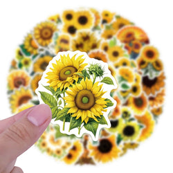10/30/55PCS SunFlower Stickers Golden Yellow Plant Cartoon Sticker DIY Decals Scrapbook Luggage Laptap Phone Guitar Car Bike Toy (ONLINE ORDER ONLY)