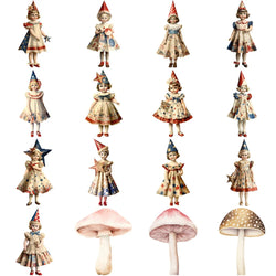 10/30/50pcs Cute Retro Mushroom Head Girl Cartoon Stickers Decals Notebook Laptop Phone Suitcase Stationery Sticker Kids Toys (ONLINE ORDER ONLY)