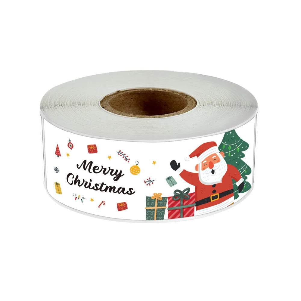 120pcs/roll Rectangle Merry Christmas Sticker Holiday Party Gift Decoration Sealed Envelope Stickers Happy New Year Baking Label (ONLINE ORDER ONLY)