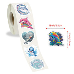100-500pcs Cute Dolphin Stickers Reward Stickers Kids Toys DIY Scrapbook Party Gift Decoration Label Stationery Sticker (Online Order Only)