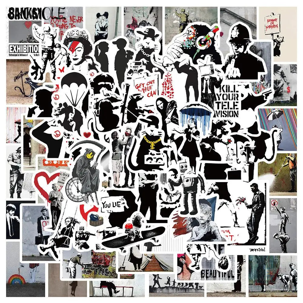 Banksy Stickers Set - Street Art Decals for Motorcycle, Luggage, Suitcase, DIY Graffiti (ONLINE ORDER ONLY)