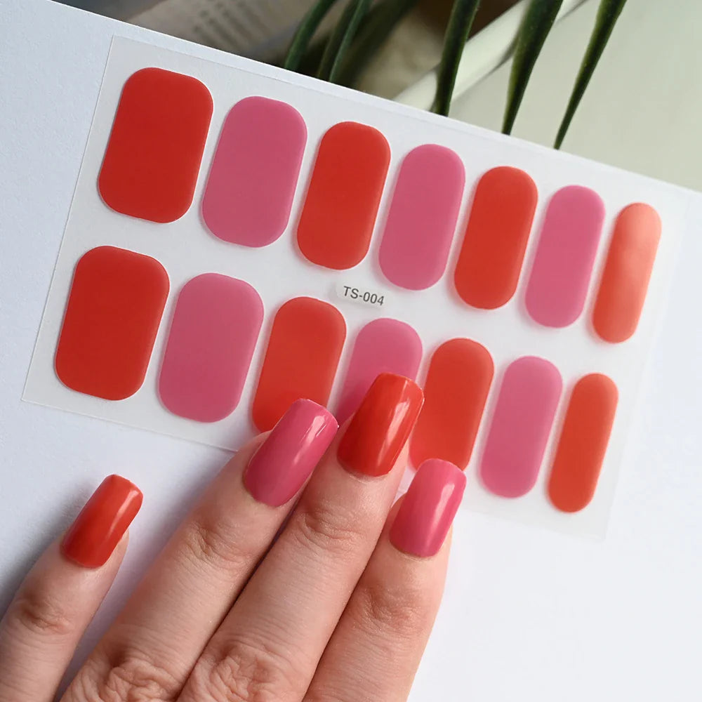 14Tips Solid Color Stickers Nail Art Supplies European & American Simple Decals Oil Film Decals Press on Nails Stickers Designer (ONLINE ORDER ONLY)